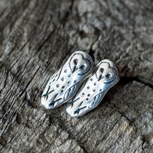 Barn Owl Stud Earrings in Sterling Silver