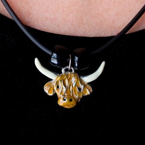Enamel Highland Cow Necklace