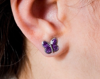 Enamel Butterfly Stud Earrings