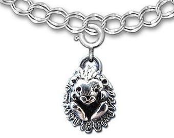 Hedgehog Charm for Bracelet Sterling Silver