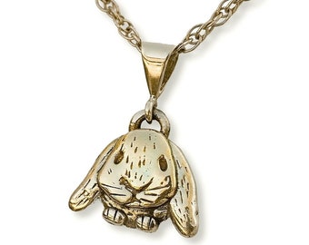 Lop Eared Rabbit Small Pendant 14K Solid Gold