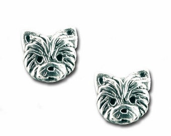 Yorkie Puppy Stud Earrings in Sterling Silver