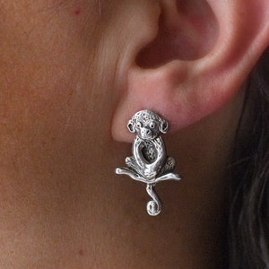 Sitting Monkey Stud Earrings Sterling Silver