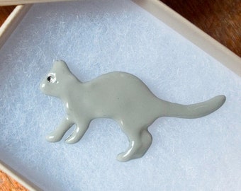 Enamel Grey Cat Pin