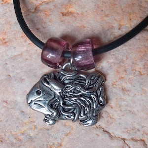 Pewter Long Hair Guinea Pig Necklace