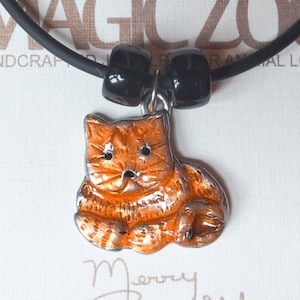 Enamel Orange Tabby Large Necklace