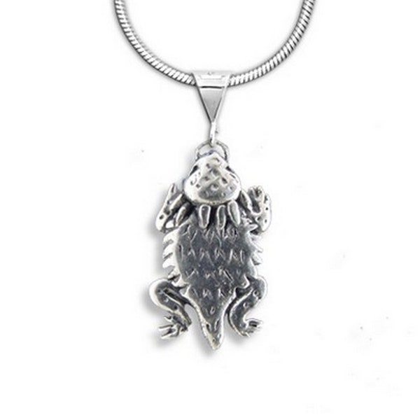 Horned Lizard Pendant in Sterling Silver