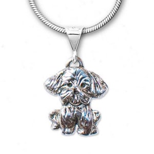 Lhasa Apso Small Pendant in Sterling Silver