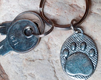 Pewter Pawprint Keychain