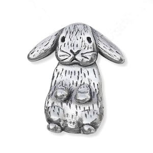 Lop Eared Rabbit Engraved Brooch Badge Pin Scarf Fastener