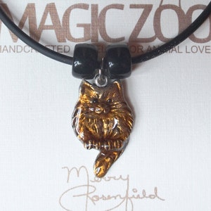 Enamel Brown Fat Cat Necklace
