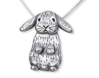 Lop Eared Rabbit Large Pendant Sterling Silver