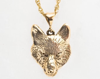Wolf Pendant 14K Solid Gold