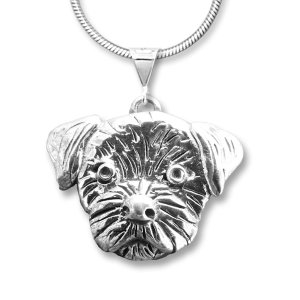 Pendentif border terrier en argent sterling