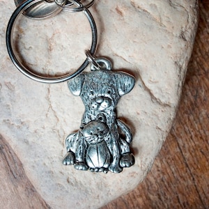 Pewter Dog and Cat Key Chain