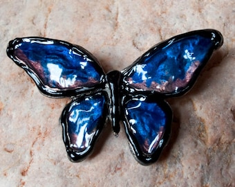 Enamel Blue and Purple Butterfly Brooch
