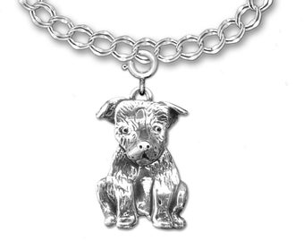 Pitbull Puppy Charm for Charm Bracelet in Sterling Silver