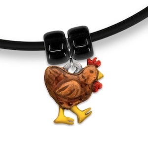 Enamel Rhode Island Red Chicken Necklace