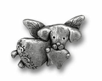 Pewter Dog Tooth Fairy Lapel Pin