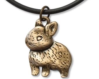 Netherland Dwarf Rabbit Necklace Bronze