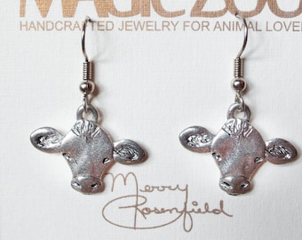 Orecchini A Forma Di Mucca – Pendenti Con Gancio Dorato, Simpatici Gioielli Animalier In Sacchetto Regalo - 3