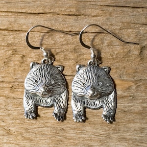 Wombat Earrings Sterling Silver