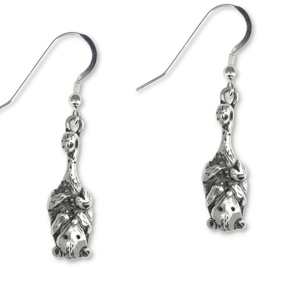 Opossum Earrings Sterling Silver