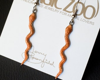 Boucles d'oreilles serpent orange en émail