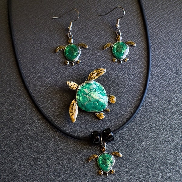 Enamel Sea Turtle Set