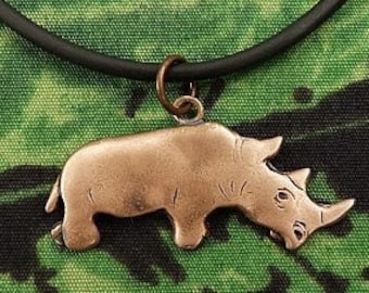 Bronze Rhinoceros Necklace