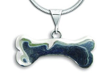 Large Dog bone Pendant Horizontal Sterling Silver