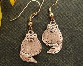 Bronze Fat Cat Earrings