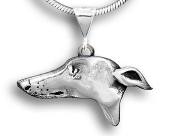 Greyhound Profile Pendant in Sterling Silver