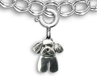 Maltese Puppy Charm for Bracelet Sterling Silver