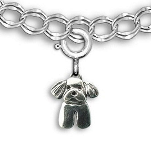 Breloque chiot maltais pour bracelet en argent sterling