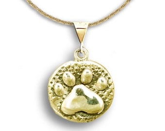 Paw Print Pendant 14K Solid Gold