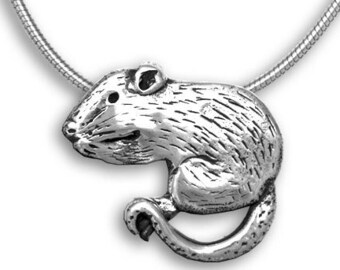 Rat Large Pendant Sterling Silver