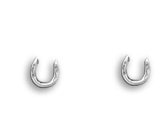 Horseshoe Stud Earrings in Sterling Silver