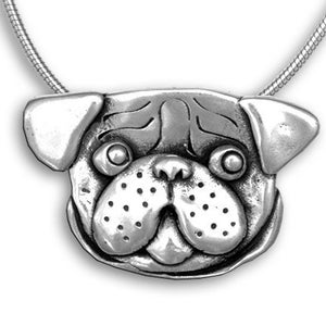 Pug Face Pin Pendant Combination in Sterling silver