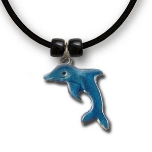 Enamel Blue Dolphin Necklace