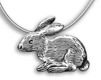 Rabbit Pin Pendant Sterling Silver