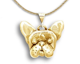 French bulldog Pendant in Solid 14K Gold