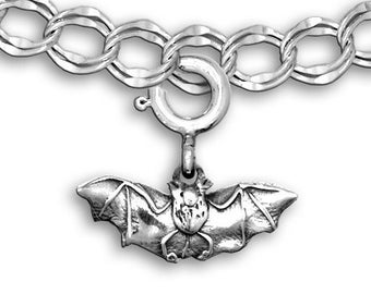 Bat Small Charm for Bracelet Sterling Silver