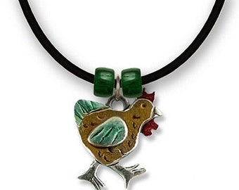 Enamel Chicken Necklace