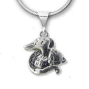 Cat Angel Pendant in Sterling Silver