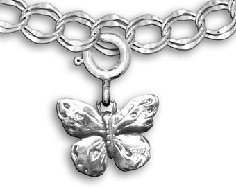 Butterfly Charm for Bracelet in Sterling Silver