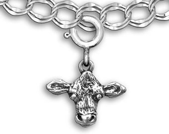 Hereford Cow Charm for Charm Bracelet in Sterling Silver