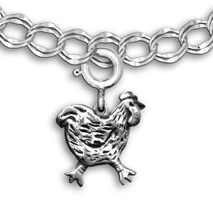 Chicken Charm for Bracelet in Sterling Silver image 1