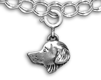 Golden Retriever Charm for Bracelet in Sterling Silver