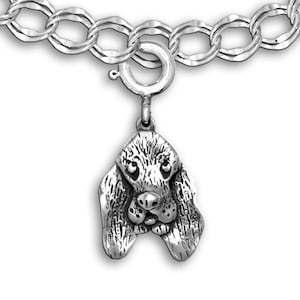 Basset Hound Charm for Charm Bracelet in Sterling Silver